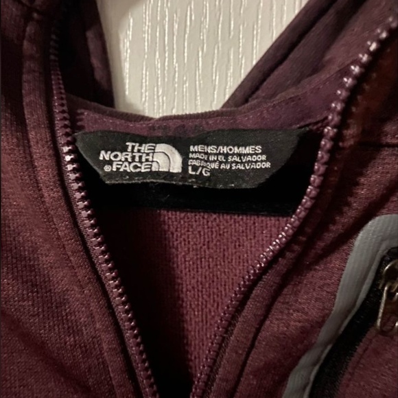 The North Face Men's Large 1/4 Zip Performance Fleece Lined Pullover Burgundy - Picture 2 of 3